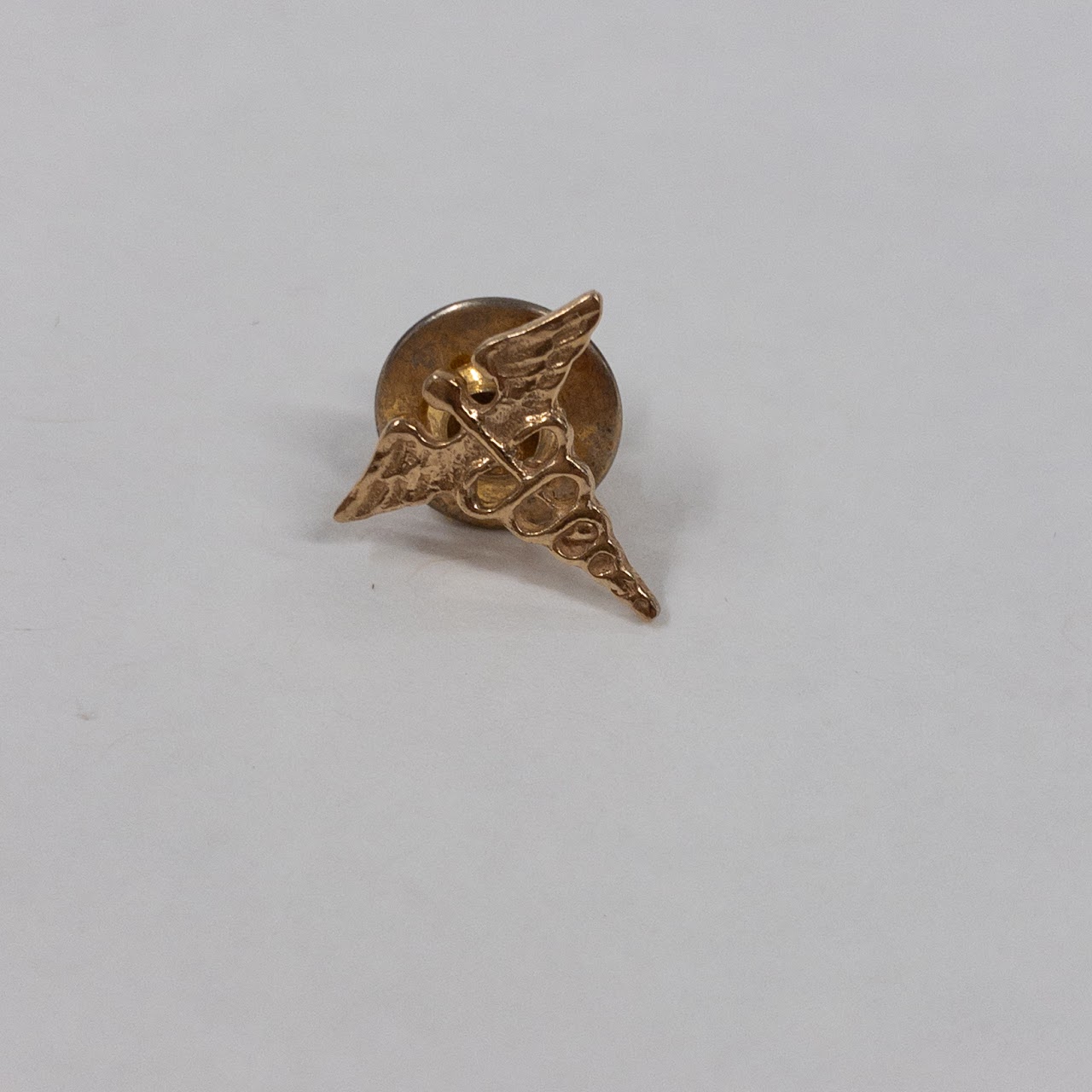 14K Gold Caduceus Symbol Lapel Pin