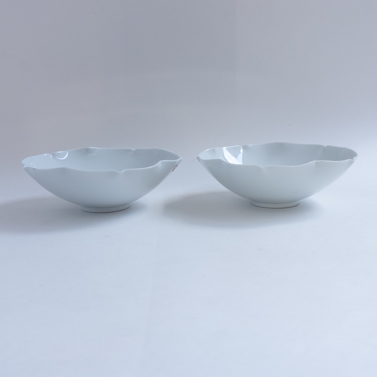 Japanese Gilded Porcelain Lotus Bowl Pair