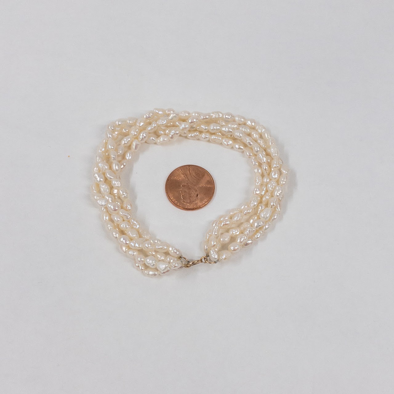 14K Gold and Seed Pearl Multi Strand Bracelet