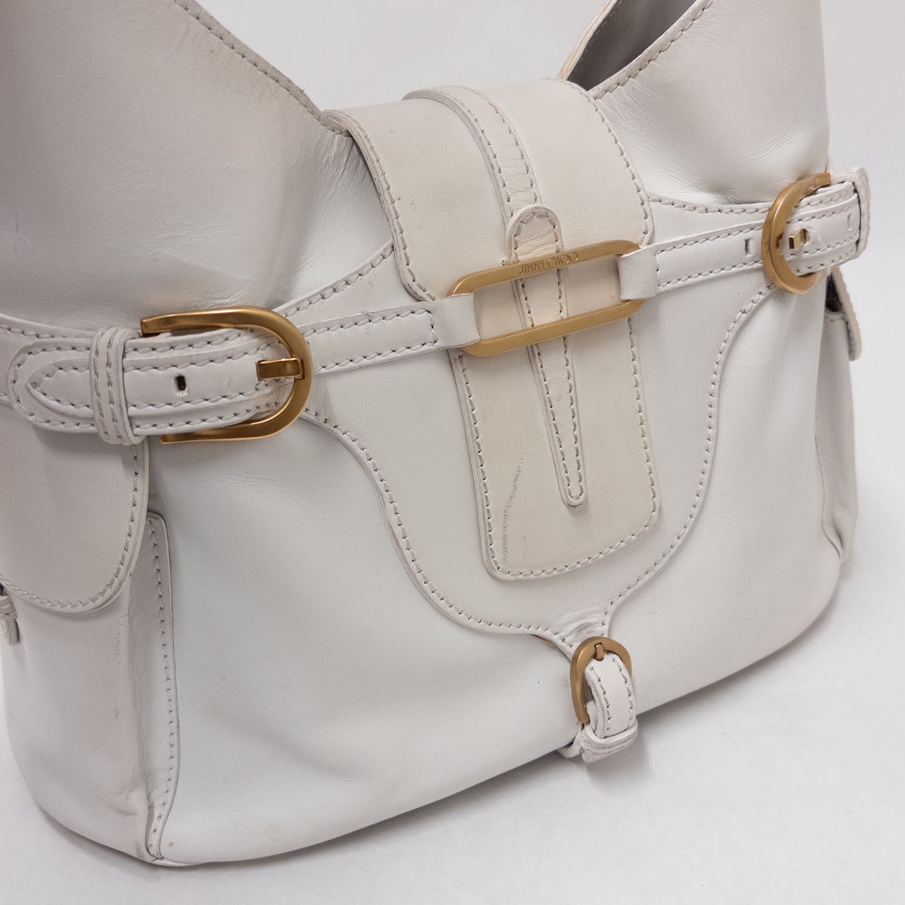 Jimmy Choo White Leather Hobo Bag