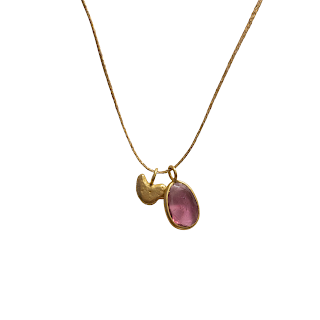 18K Gold, Rubellite, and Cord Pendant Necklace