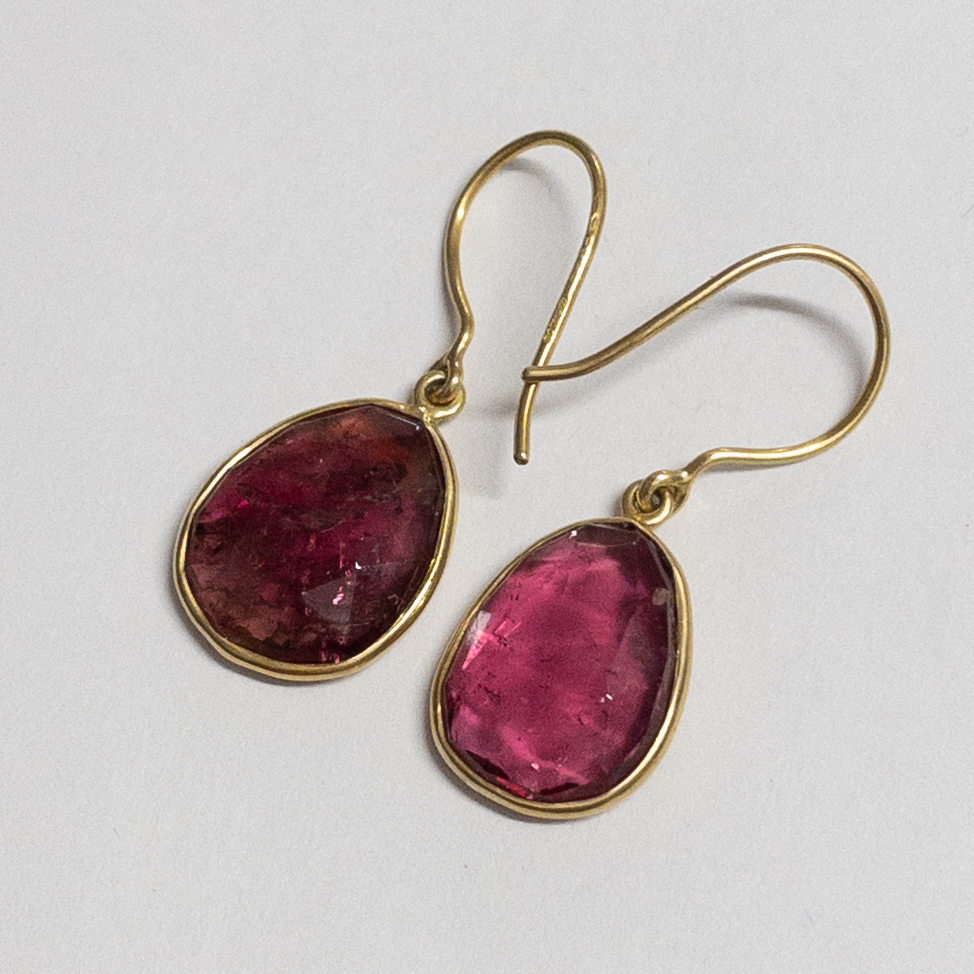 18K Gold and Rubellite Earrings