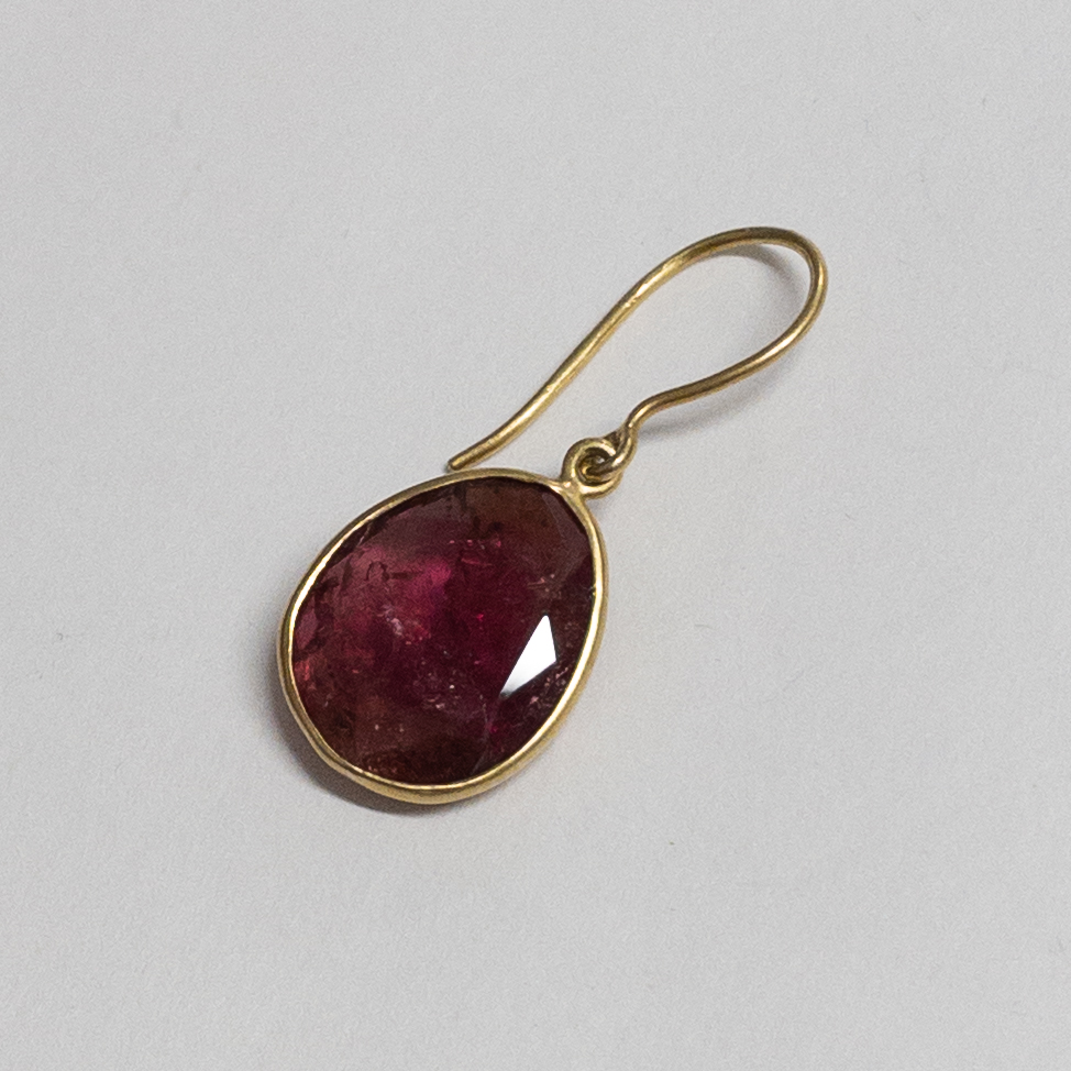 18K Gold and Rubellite Earrings