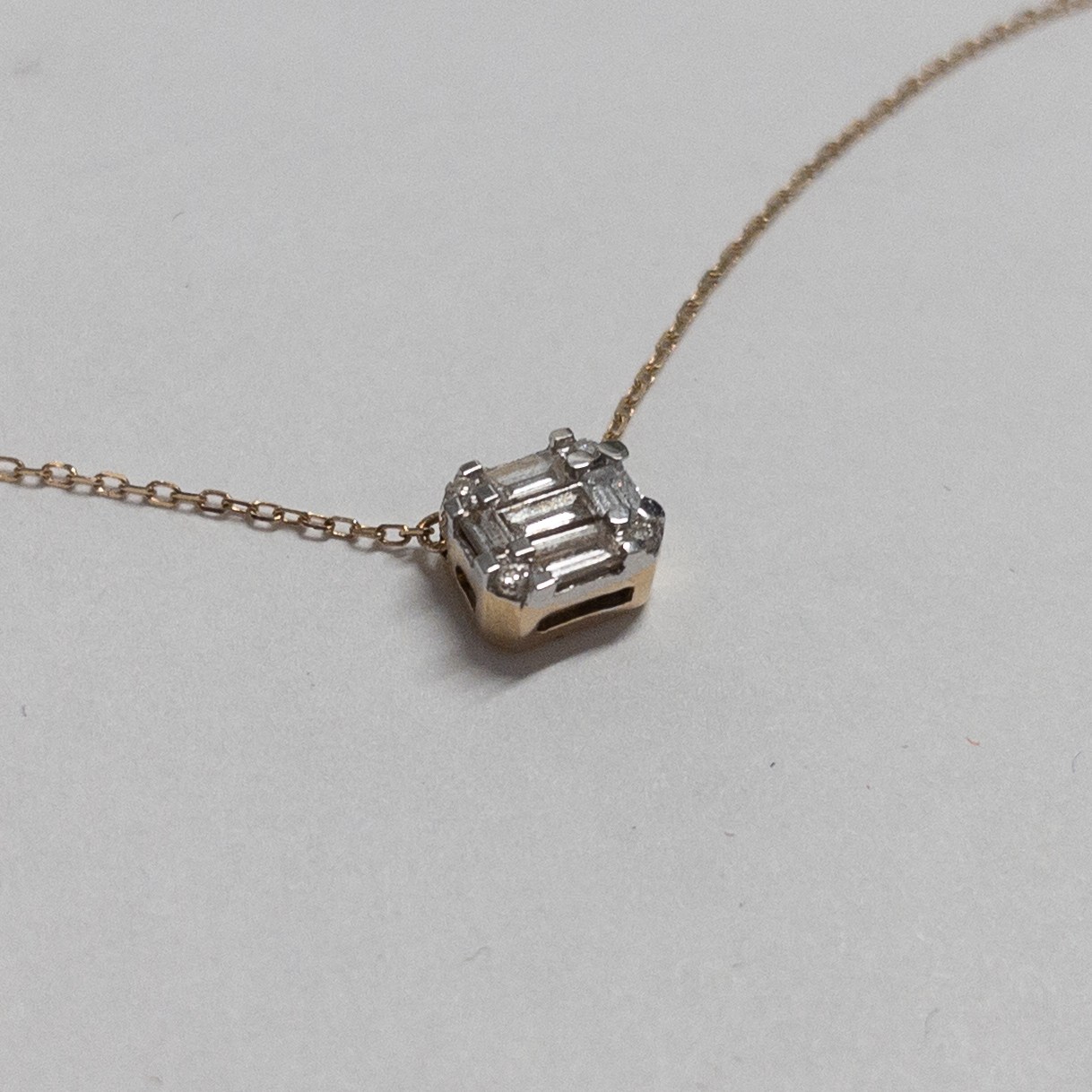14K Gold and Diamond Adina Reyter Square Pendant Necklace