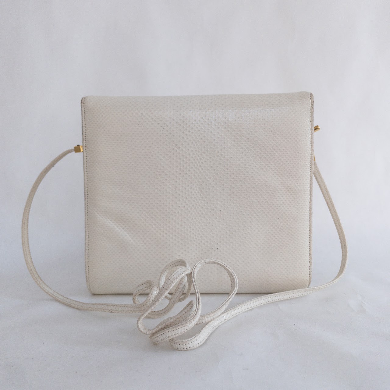 Judith Lieber White Envelope Bag & Travel Set