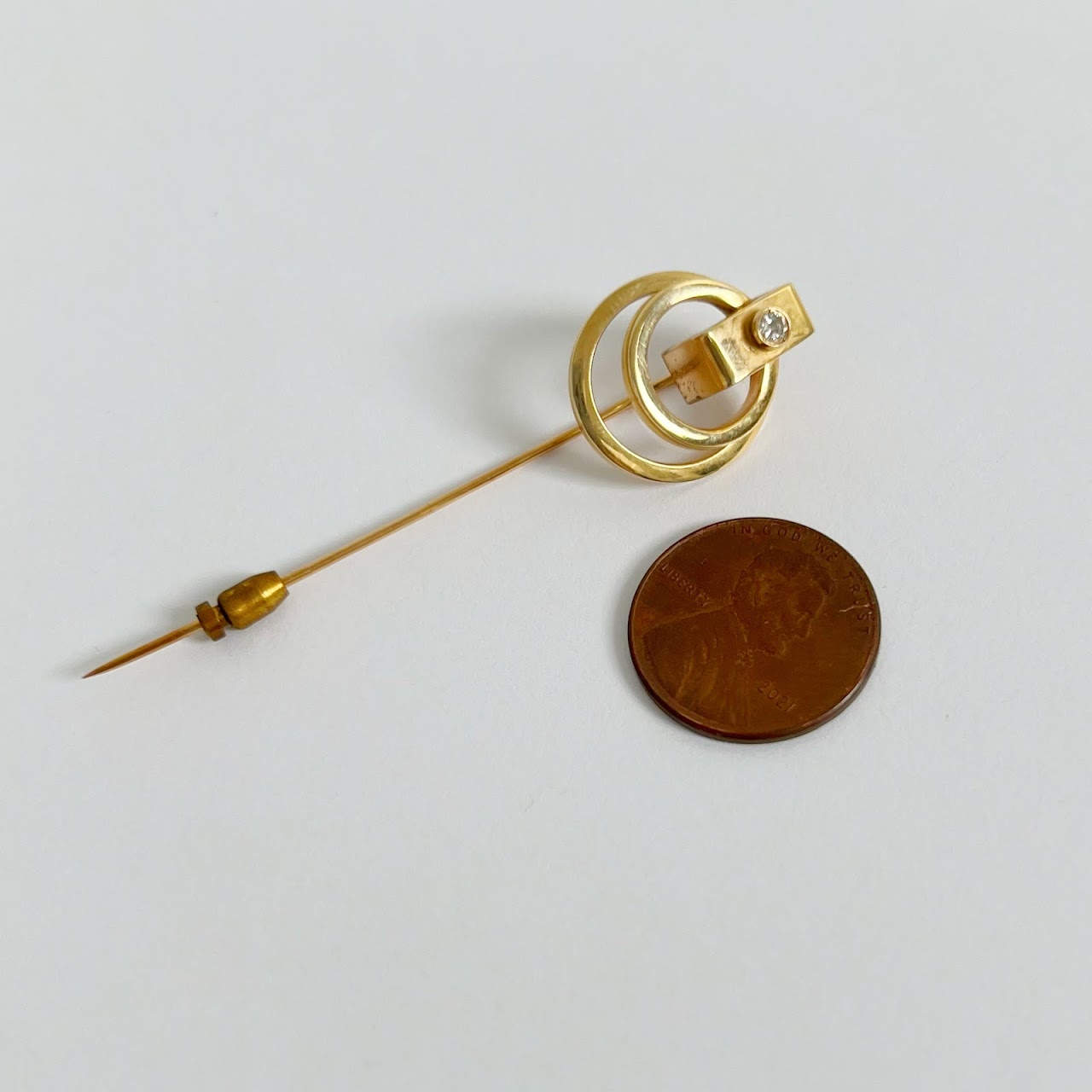 14K Gold & Diamond Stick Pin