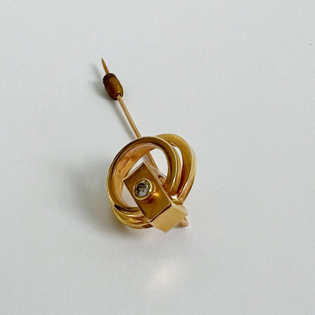 14K Gold & Diamond Stick Pin