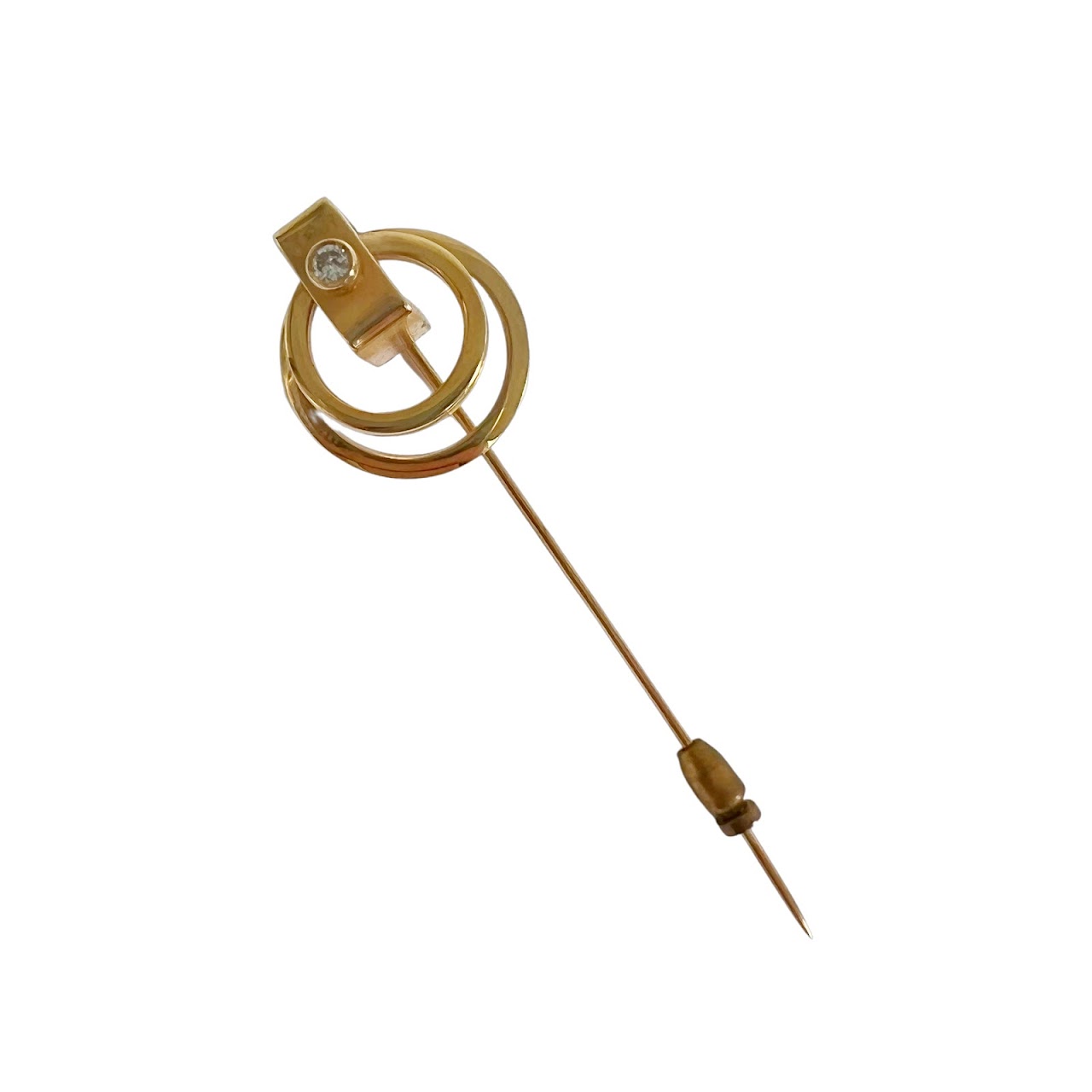 14K Gold & Diamond Stick Pin