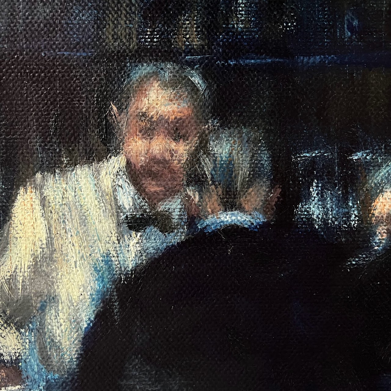 Bar Scene Signed Oil Painting