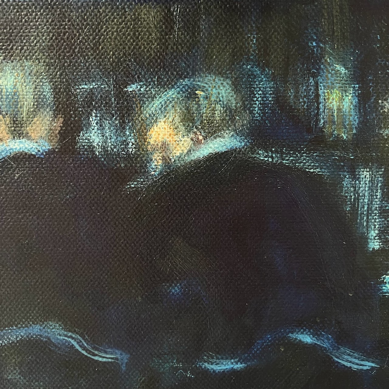 Bar Scene Signed Oil Painting