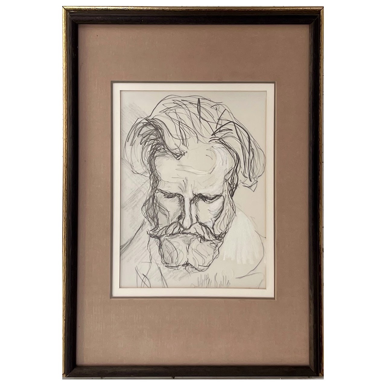 Ezra Pound Signed Portrait Drawing