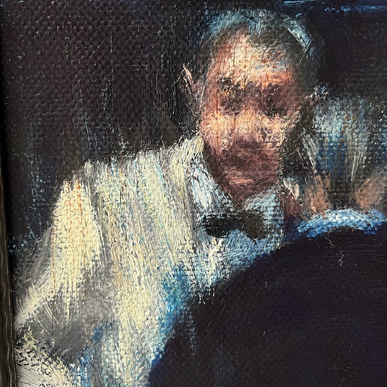 Bar Scene Signed Oil Painting