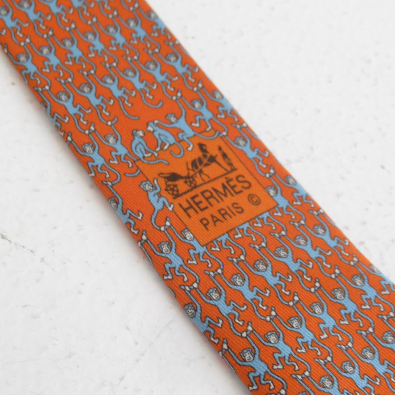 Hermès Monkey Link Pattern Tie