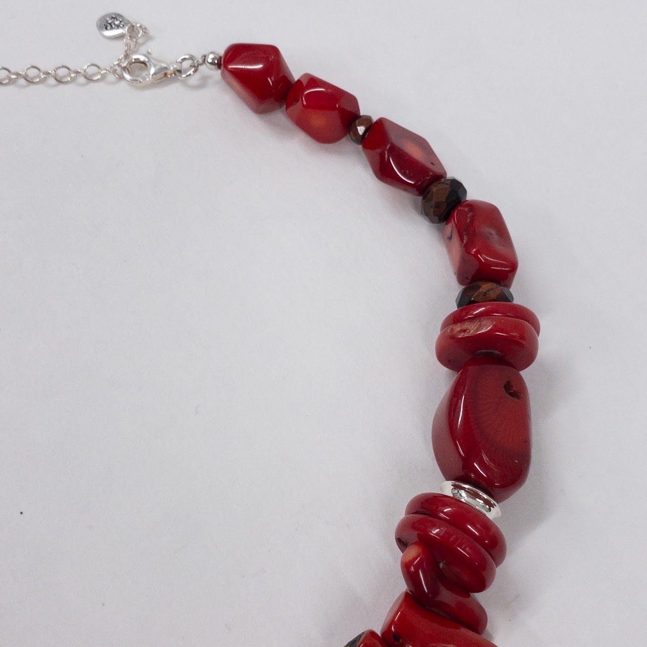 Barse Red Coral & Sterling Silver Statement Necklace