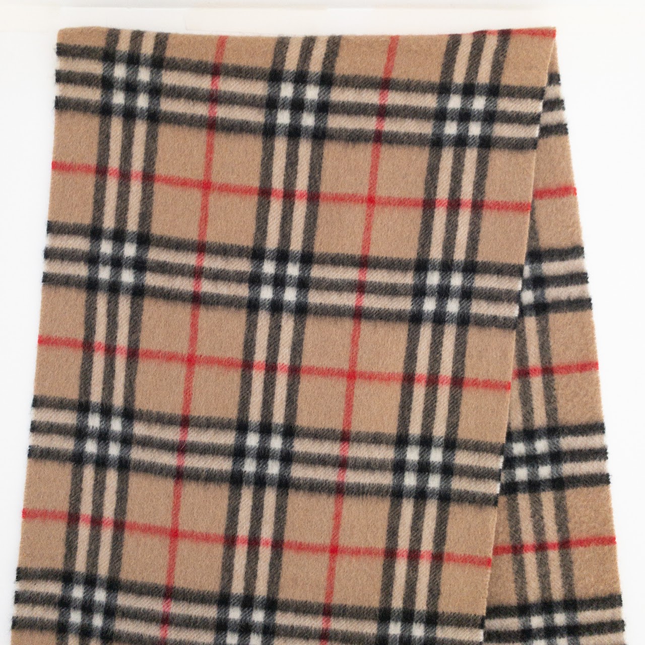 Burberry Vintage Camel Plaid Cashmere Scarf