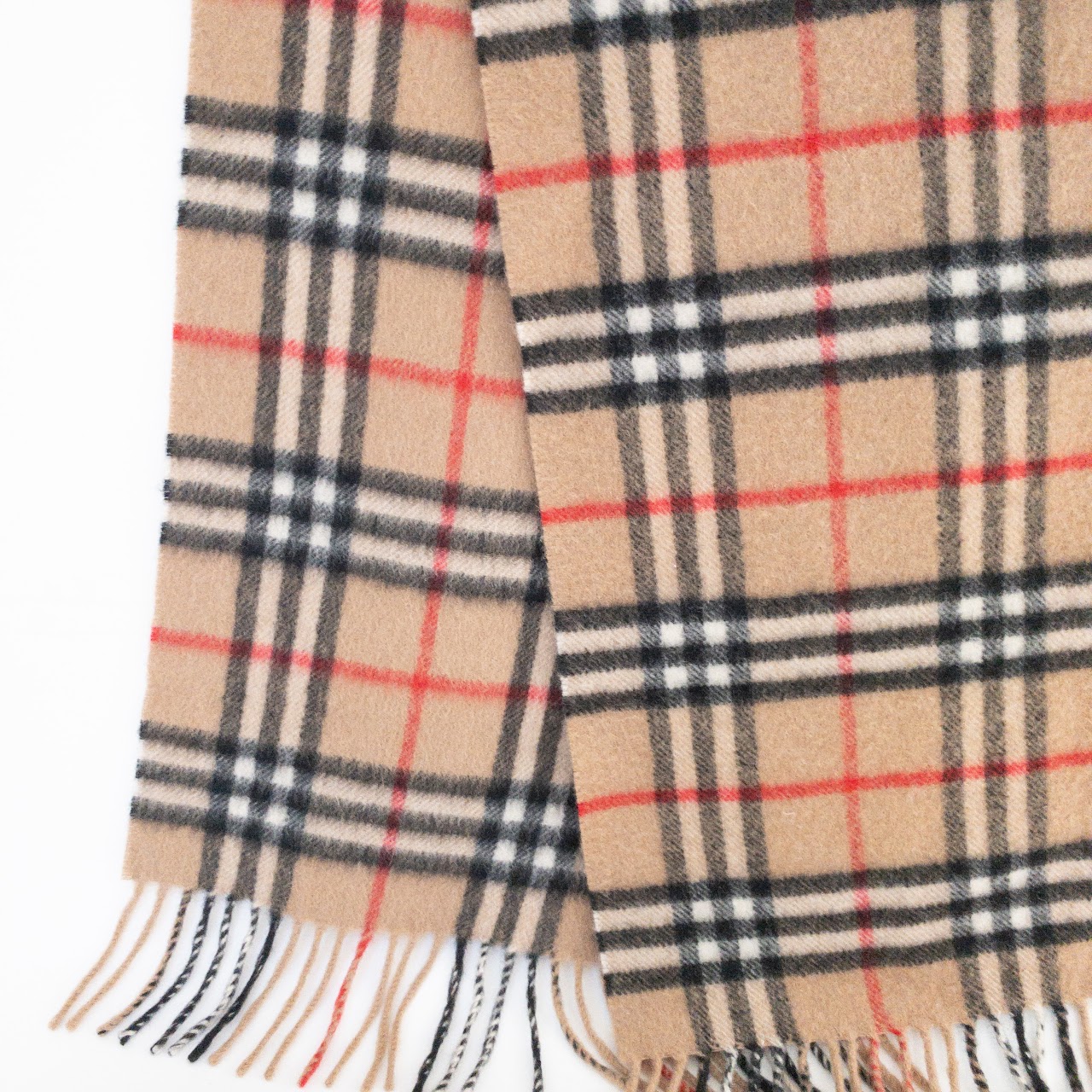 Burberry Vintage Camel Plaid Cashmere Scarf