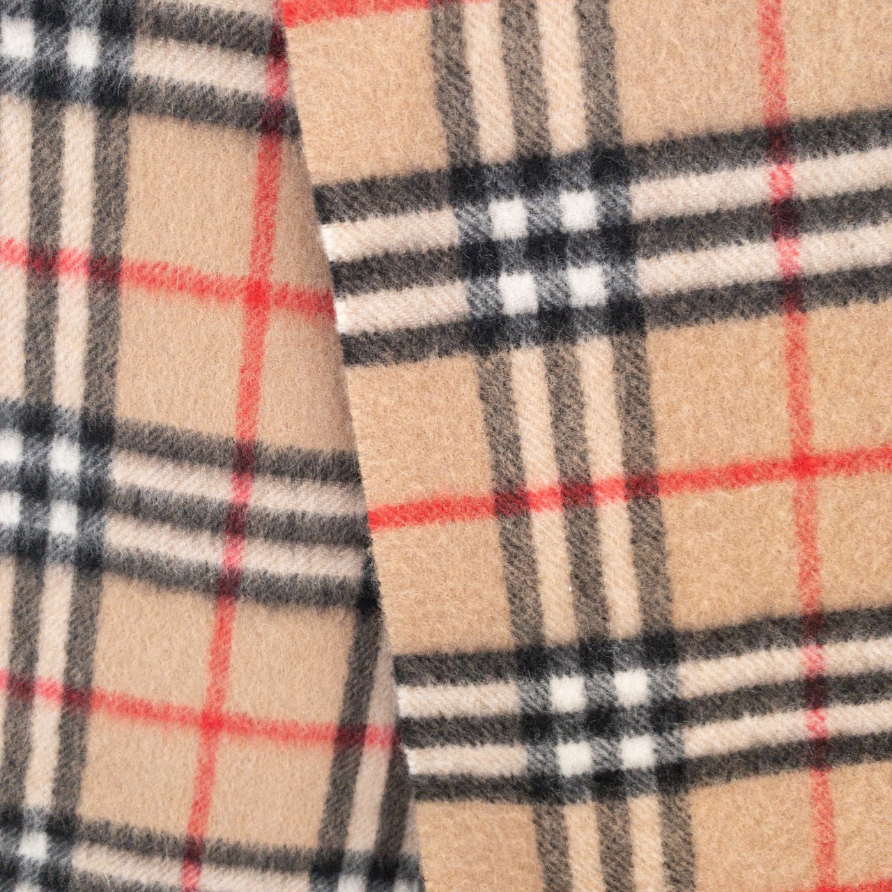 Burberry Vintage Camel Plaid Cashmere Scarf