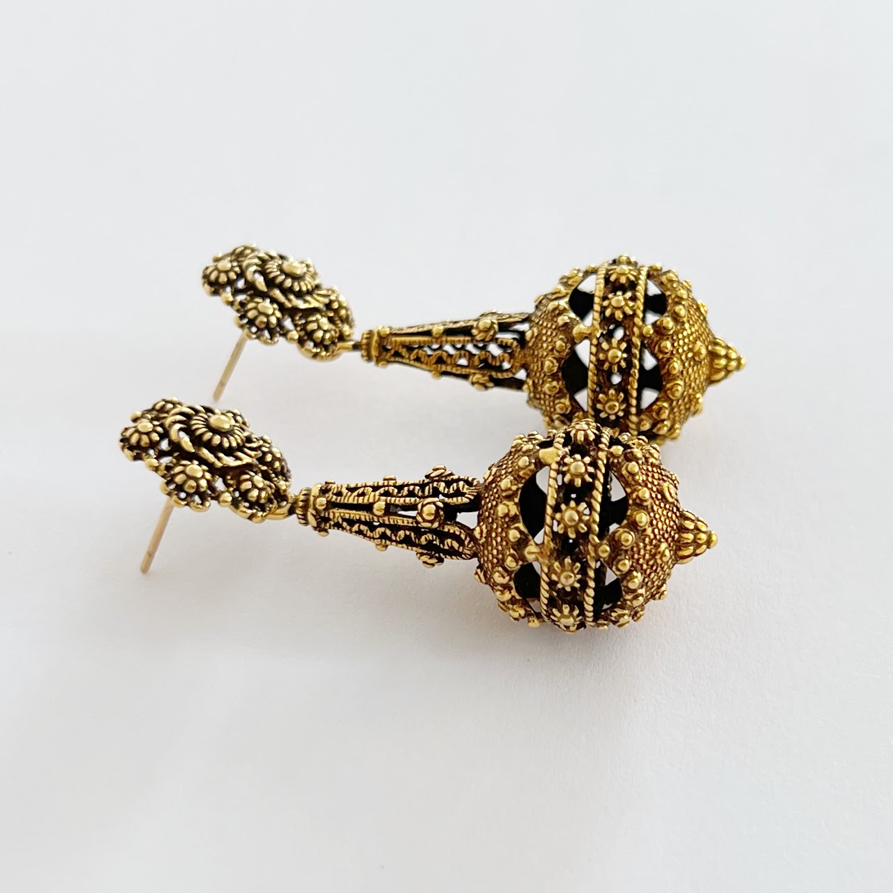 10k Gold Victorian Style Drop Earrings 8148