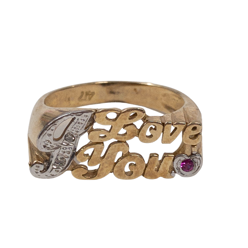 14K Gold, Tourmaline & Diamond Accent'I Love You' Ring