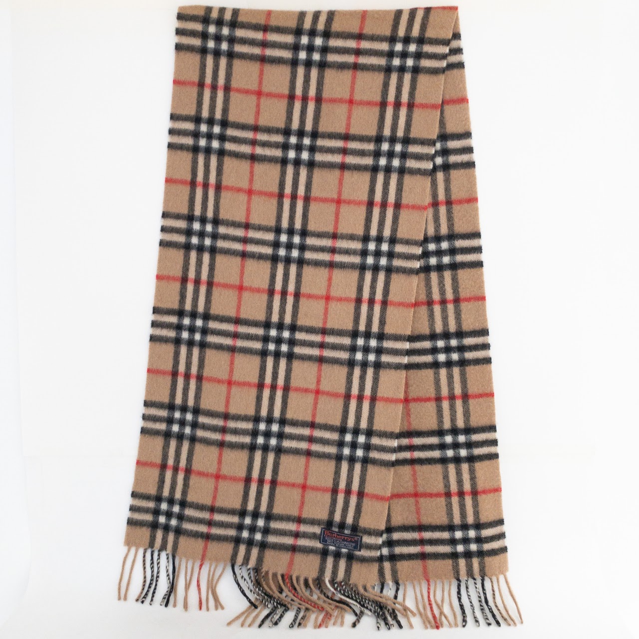 Burberry Vintage Camel Plaid Cashmere Scarf