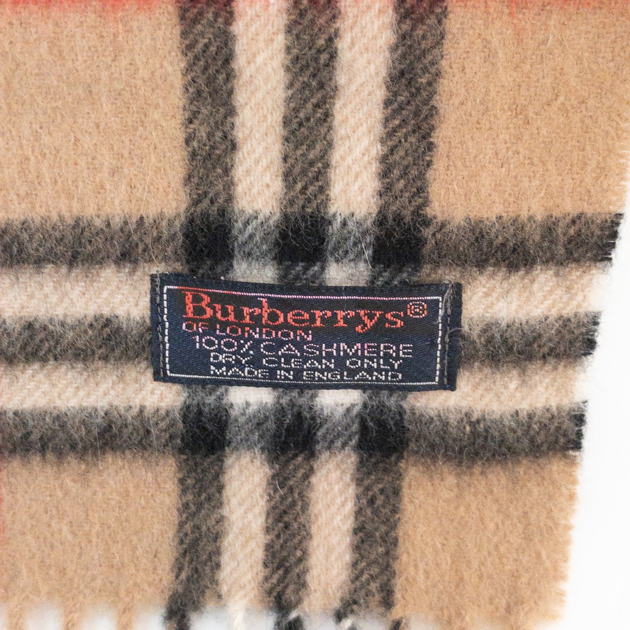 Burberry Vintage Camel Plaid Cashmere Scarf