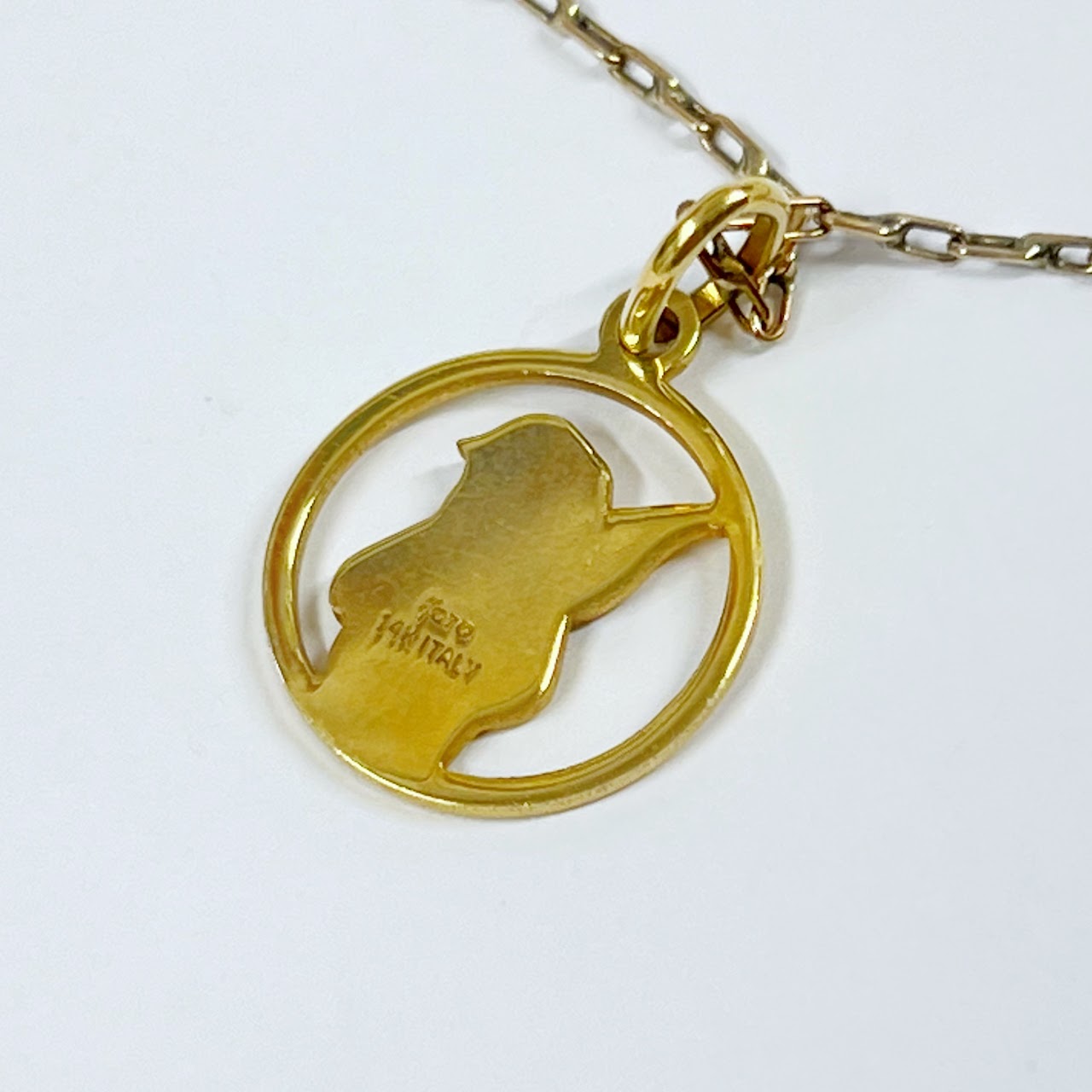 14K Gold Cherub & 'M' Pendant Necklace