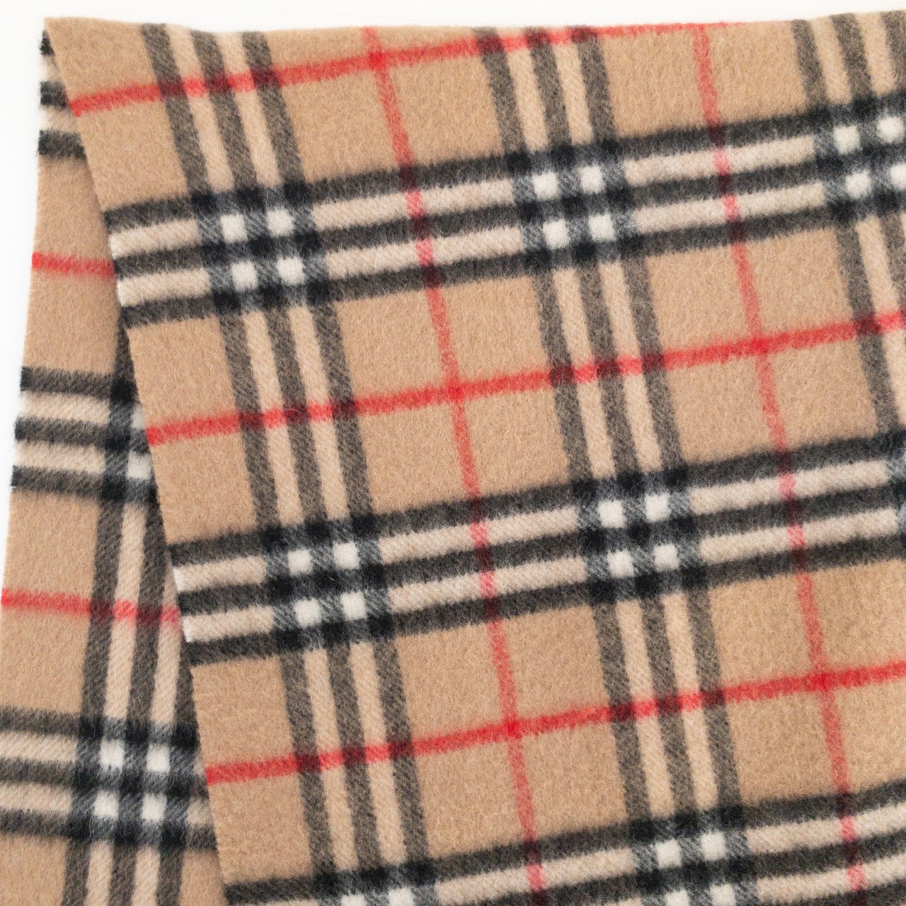 Burberry Vintage Camel Plaid Cashmere Scarf