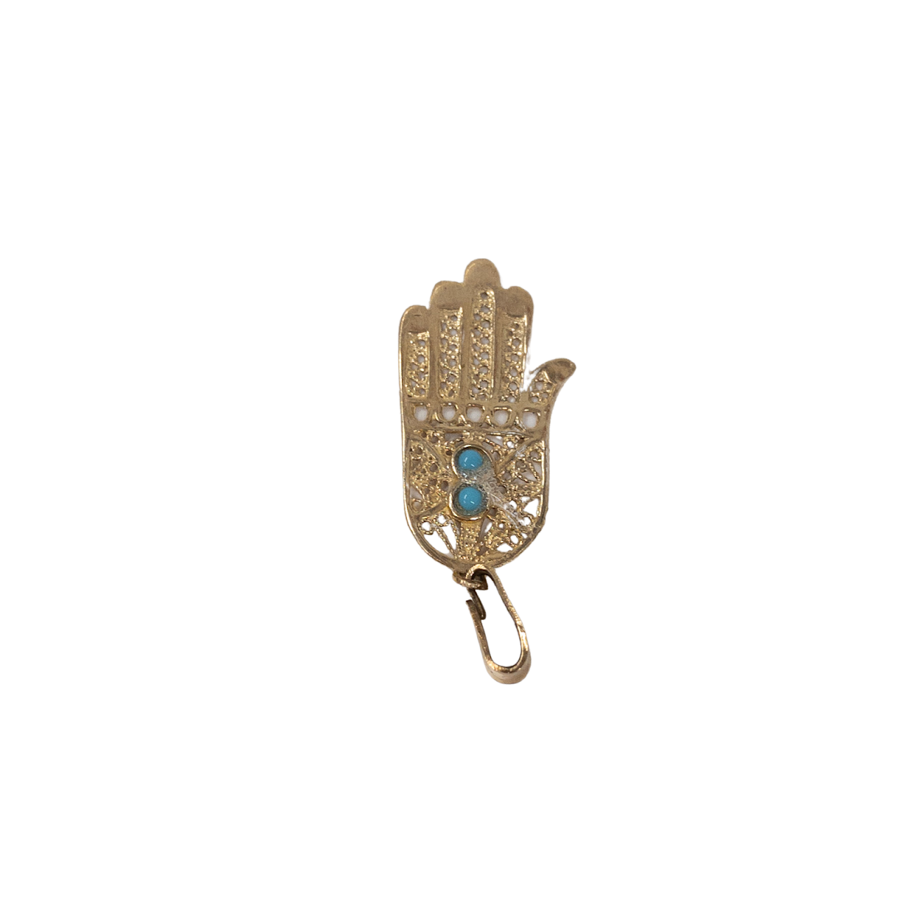 14K Gold &  Turquoise Hamsa Pendant