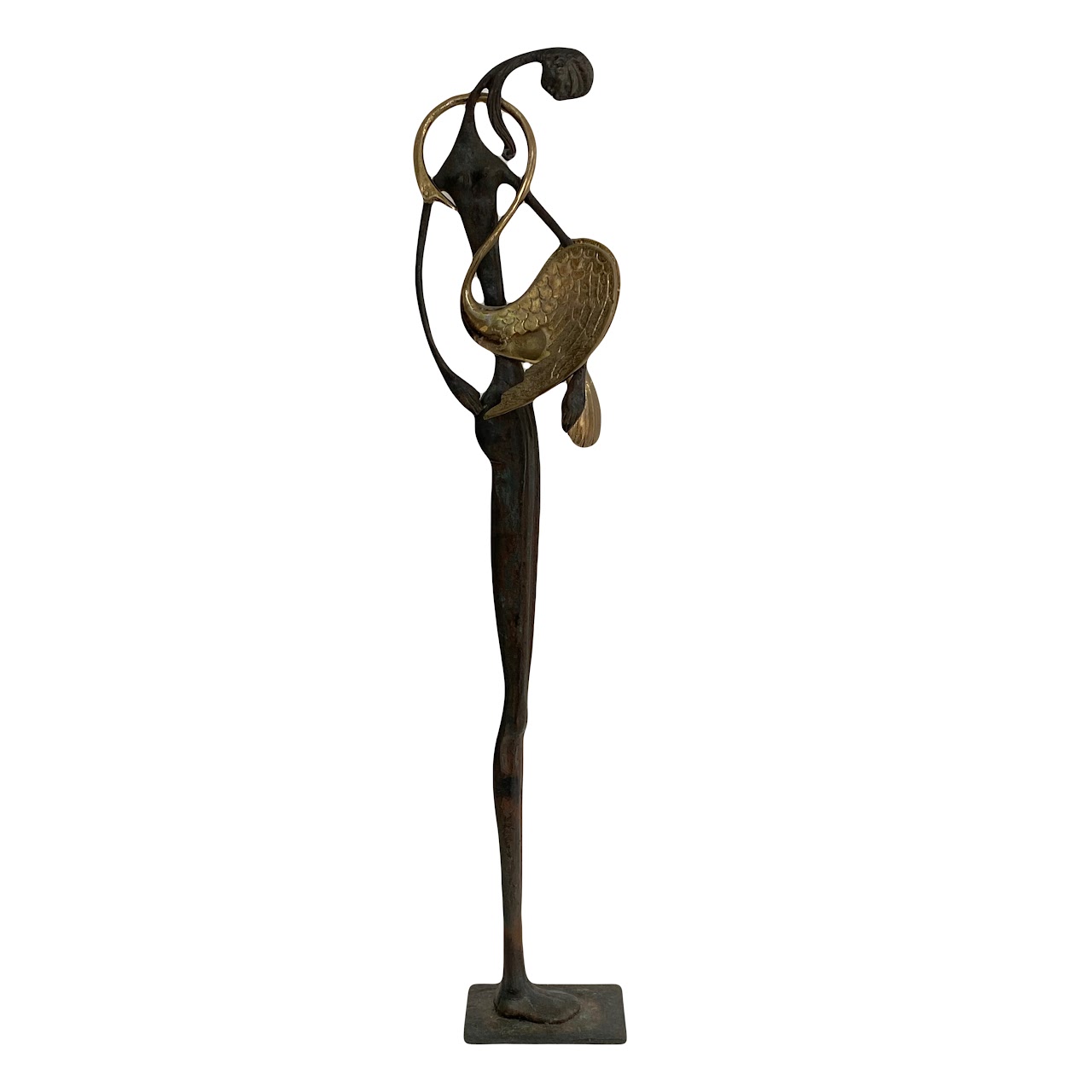 Bronze & Brass 'Leda & The Swan' Sculpture