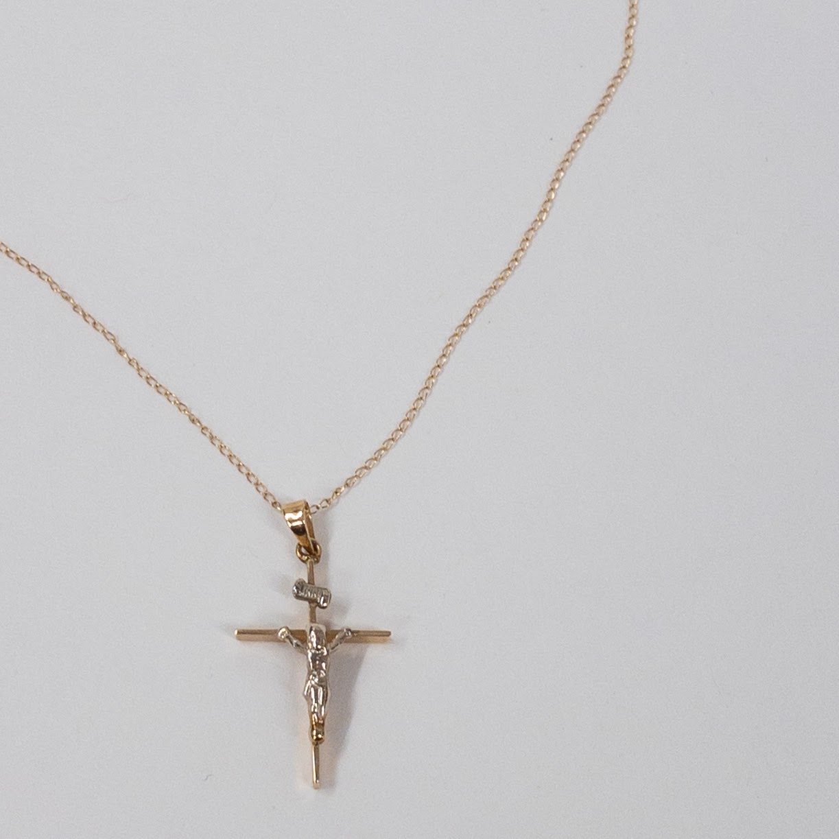 14K Gold Crucifix Pendant Necklace