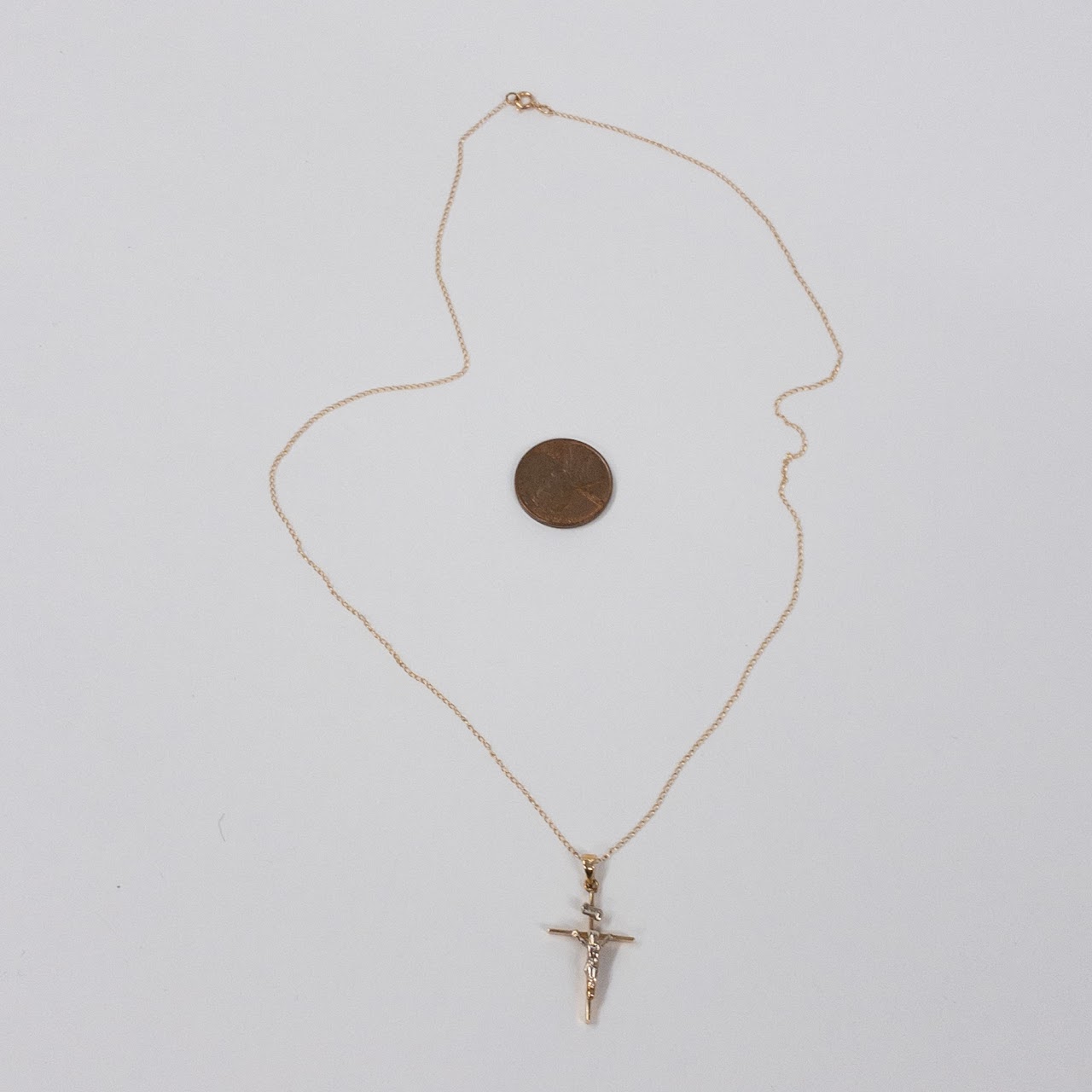 14K Gold Crucifix Pendant Necklace