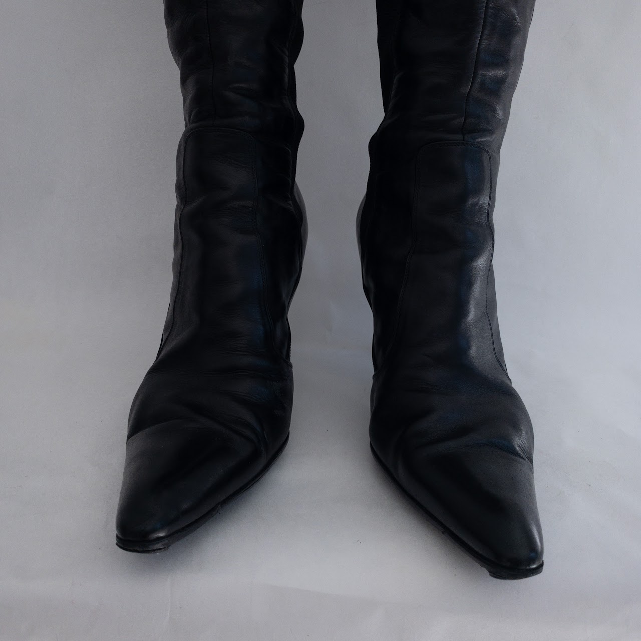 Yves Saint Laurent Leather Stretch Boots