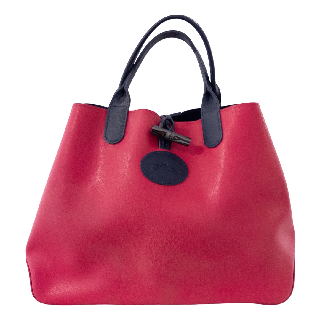 Longchamp 'Roseau' Reversible Pink/Blue Tote