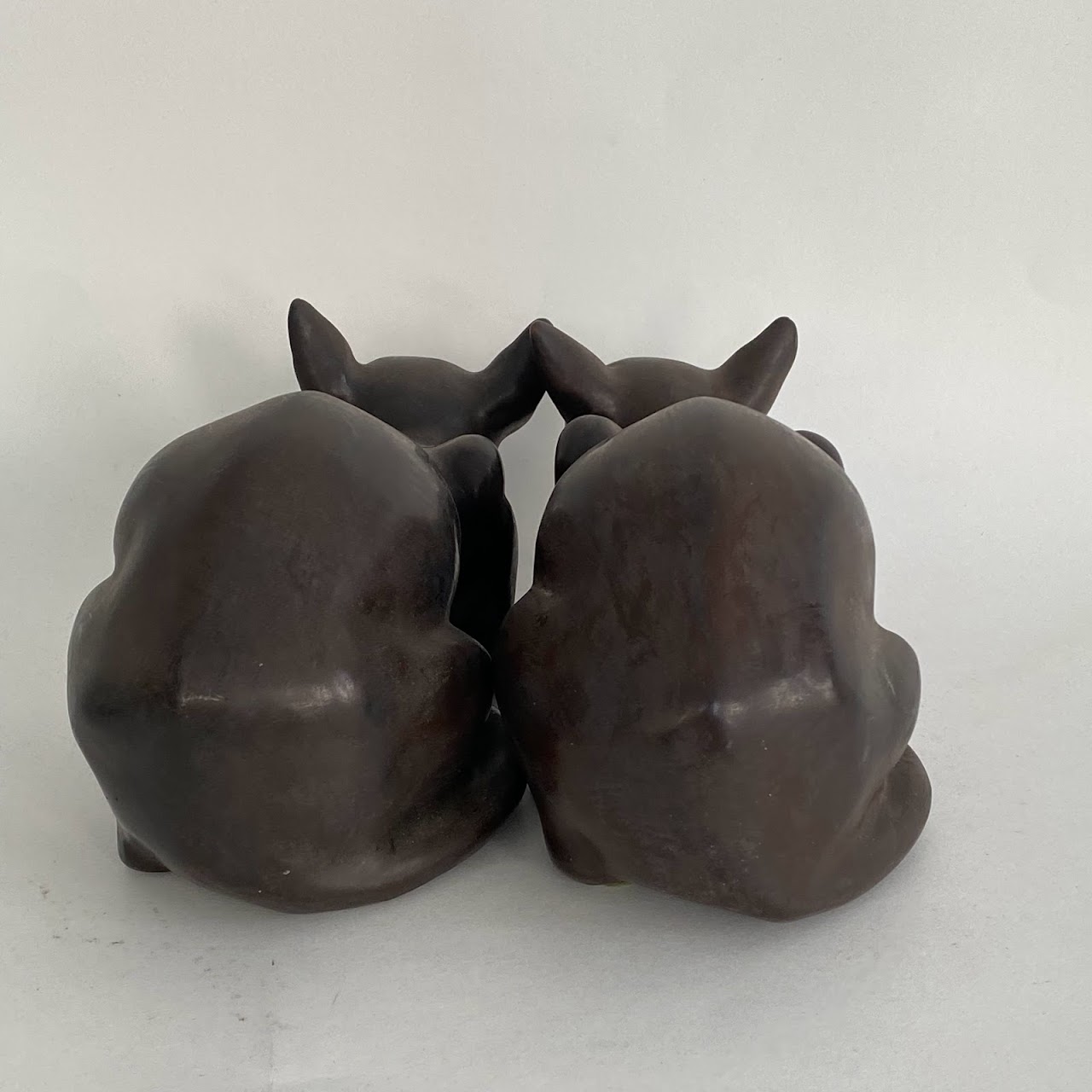 Bronze Sphynx Cat Figurine Pair