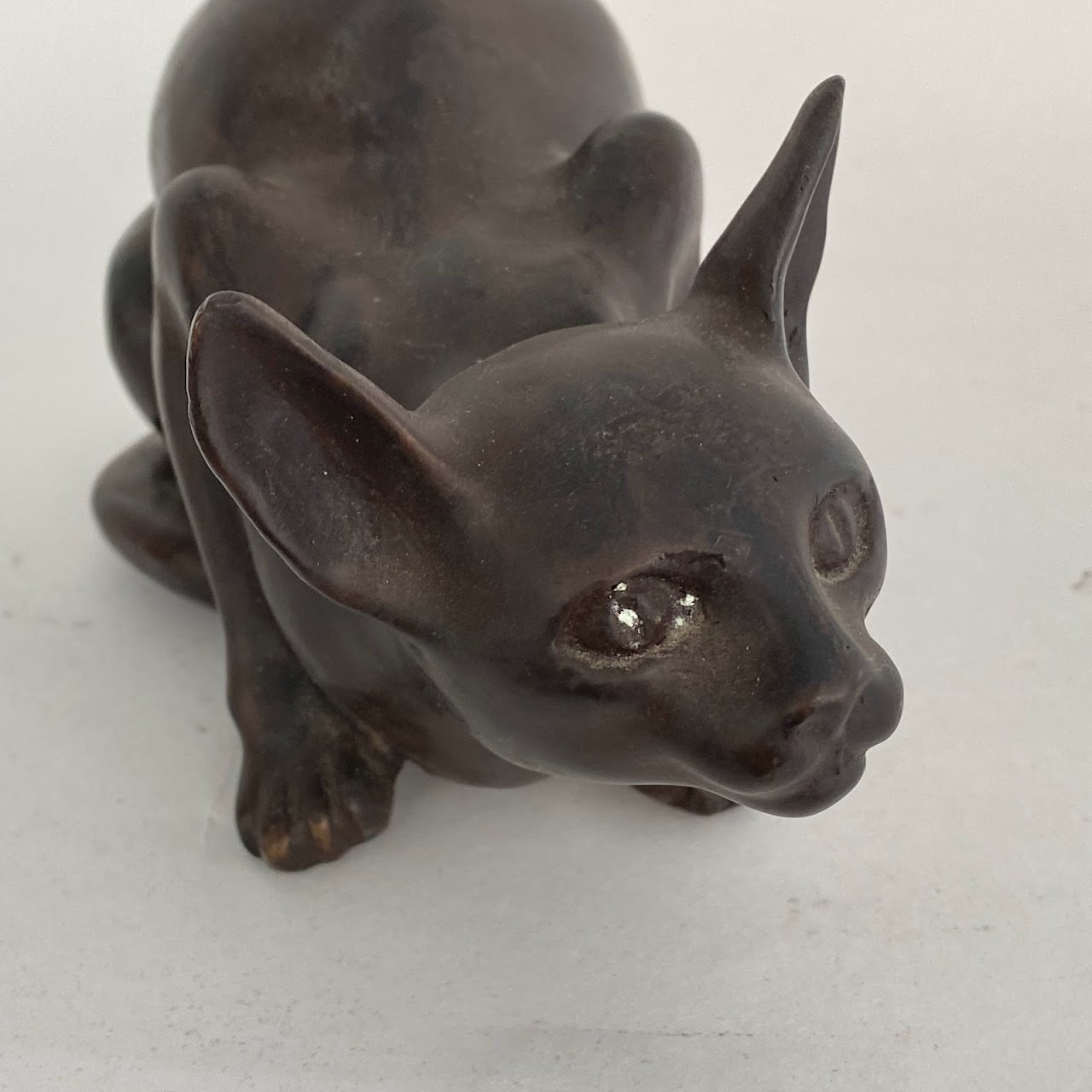 Bronze Sphynx Cat Figurine Pair