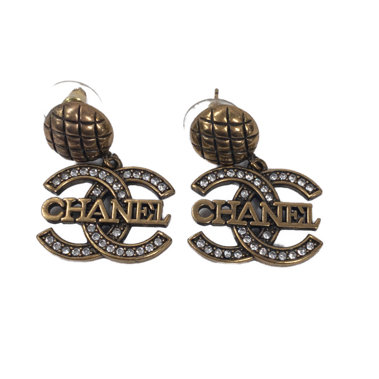 Chanel Double C Logo Drop Earrings