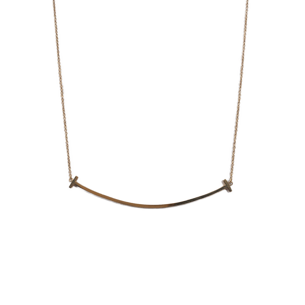 Tiffany & Co. 18K Gold Rolo Chain Necklace With T-Bar Pendant