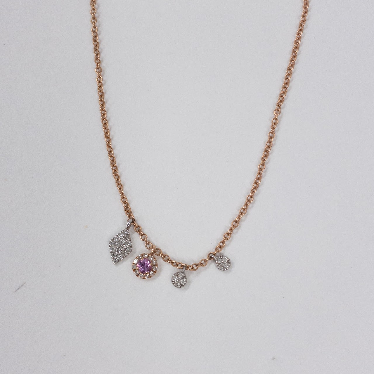 14K Rose Gold Meira T Necklace with Four Graduated Dangles