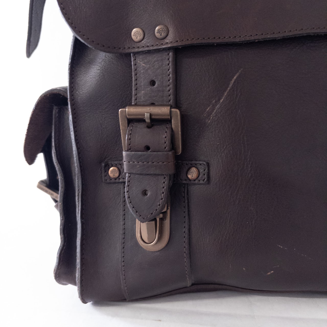 Mulberry Leather Crossbody Messenger Satchel