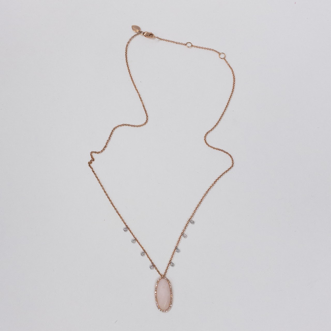 14K Rose Gold Meira T Necklace with Faceted Oval Pendant Needs Repair