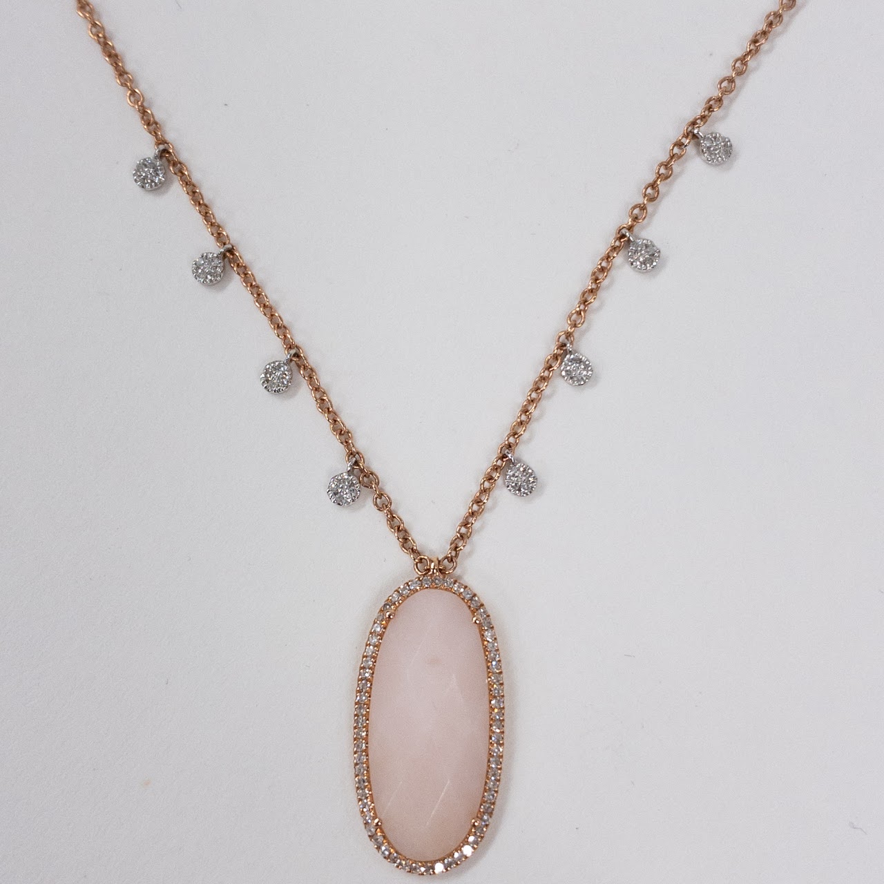 14K Rose Gold Meira T Necklace with Faceted Oval Pendant