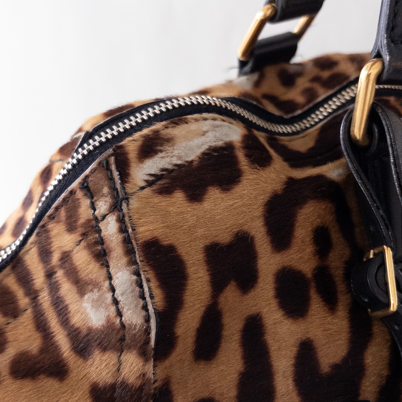 Yves Saint Laurent Downtown Tote Bag in Leopard Print Pony Hair