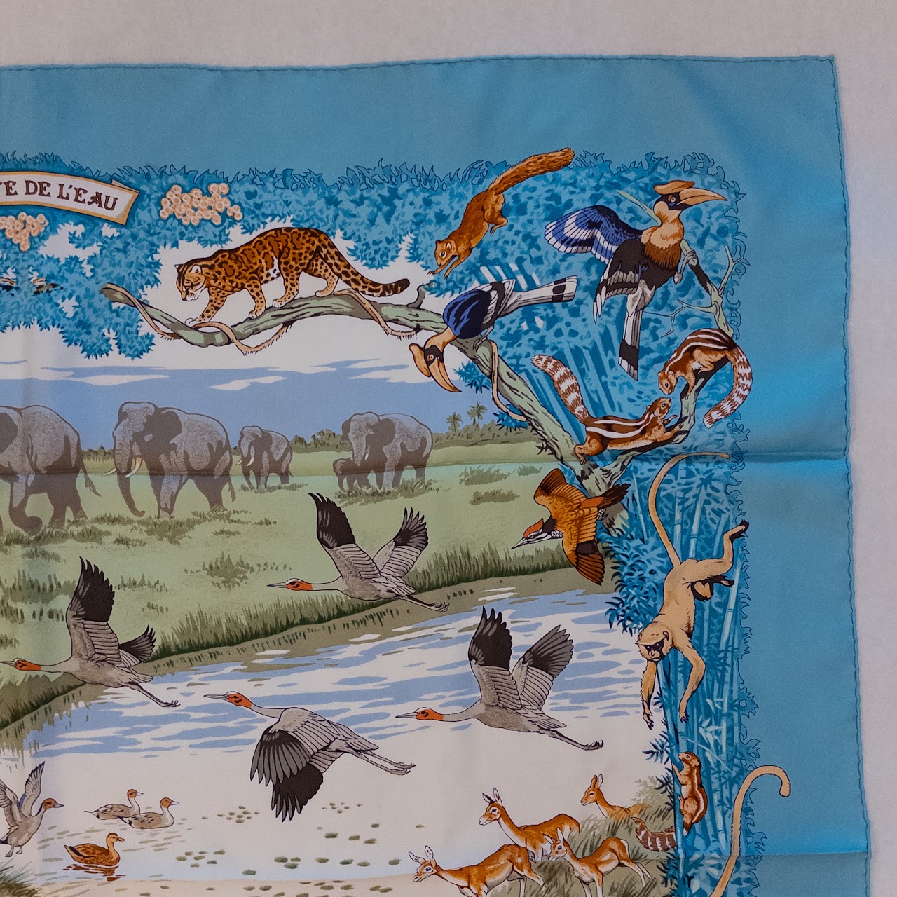 Hermès La Treve de L'Eau Jungle Carre 90 Silk Scarf