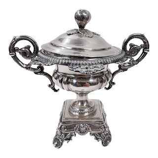 800 Silver Antique Condiment Bowl on Pedestal Base