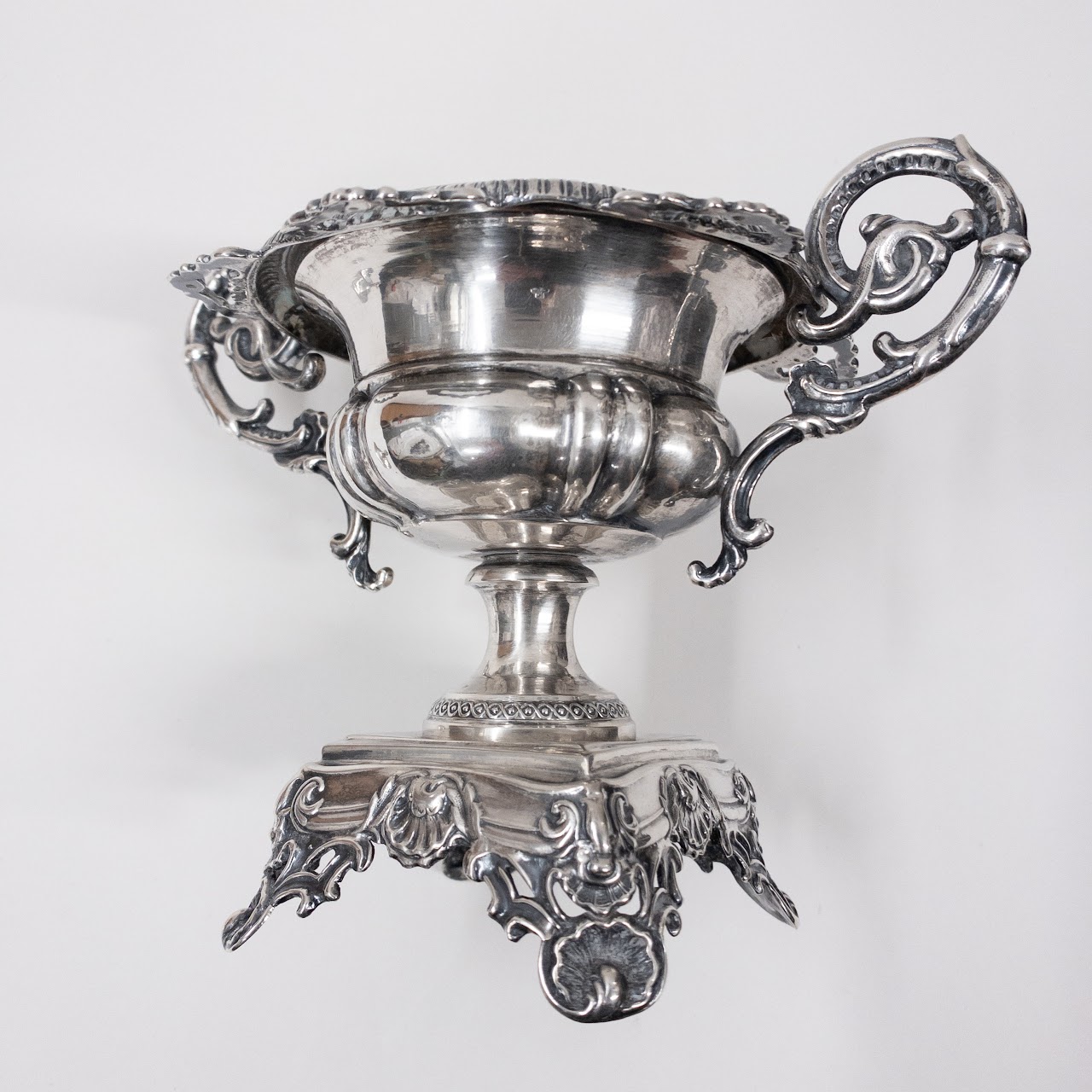 800 Silver Antique Condiment Bowl on Pedestal Base