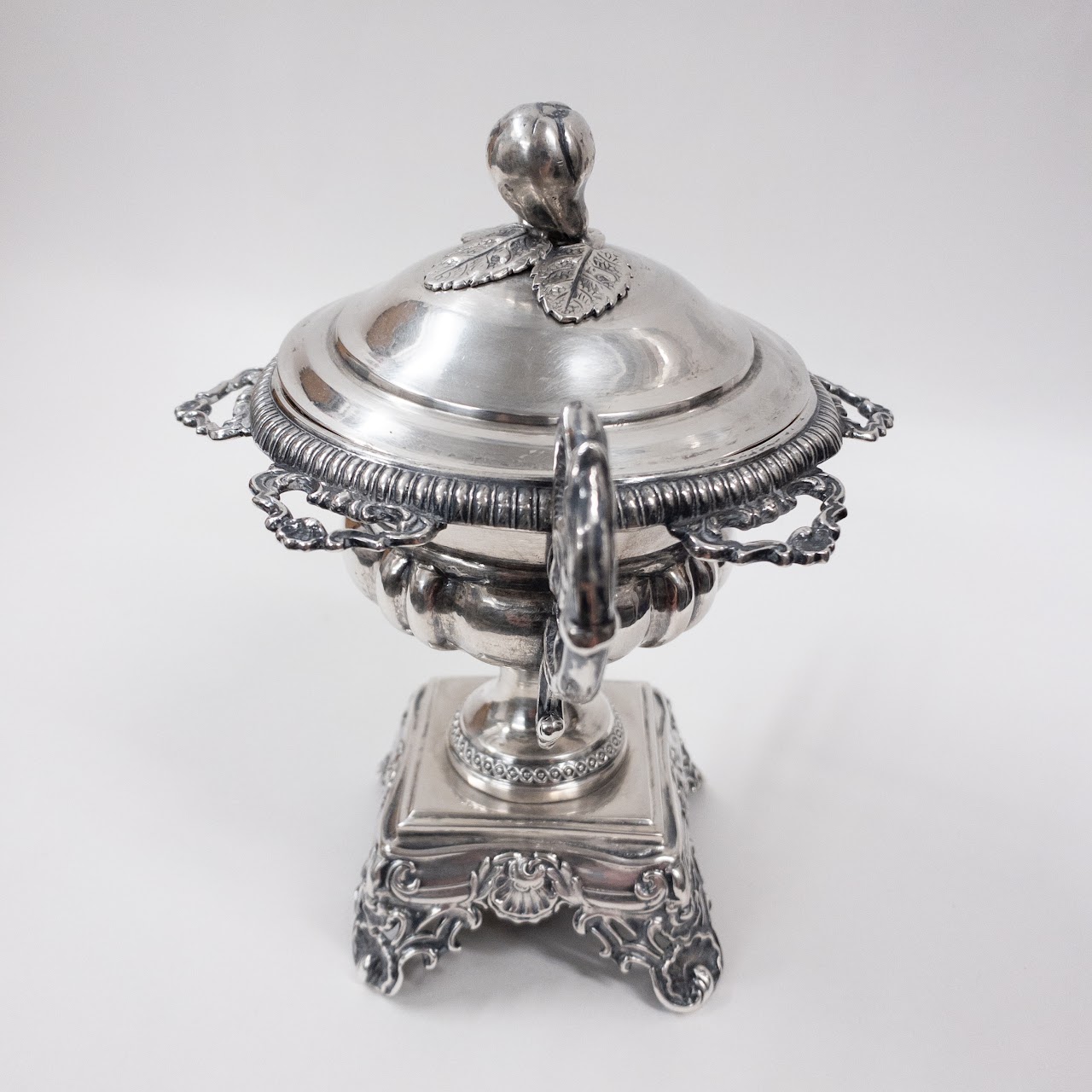 800 Silver Antique Condiment Bowl on Pedestal Base