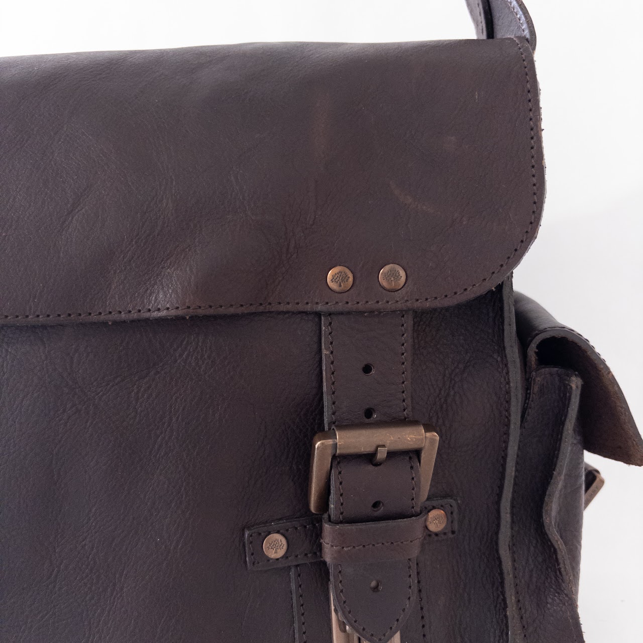 Mulberry Leather Crossbody Messenger Satchel