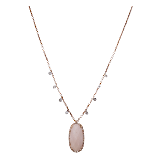 14K Rose Gold Meira T Necklace with Faceted Oval Pendant