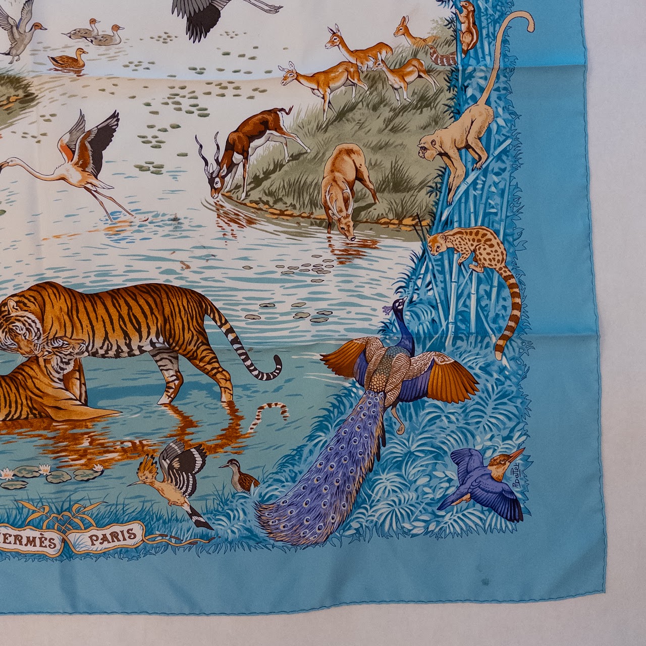 Hermès La Treve de L'Eau Jungle Carre 90 Silk Scarf