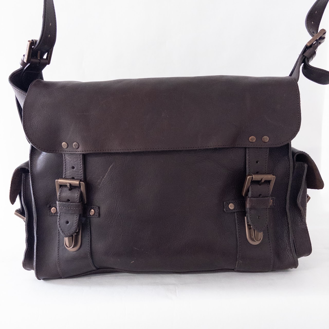 Mulberry Leather Crossbody Messenger Satchel